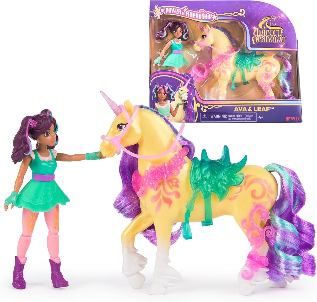 Unicorn Academy, Ava & Leaf Power of Friendship Set with Saddle & Accessories, Dolls & Unicorn Toys, Gifts & Stocking Stuffers for Girls Ages 4 and up