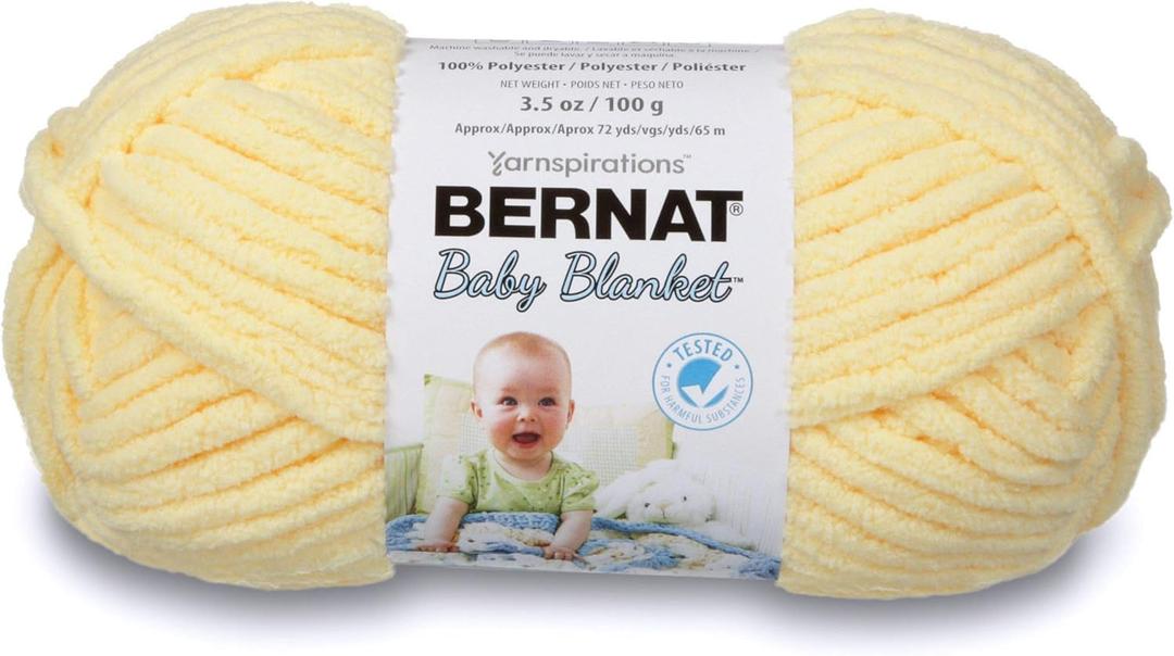 Bernat Baby Blanket Yarn, 3.5 oz, Gauge 6 Super Bulky, Baby Yellow (216 Foot (Pack of 1))