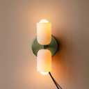 Led bulb wall lights,vintage French wall sconces with white glass shade,colourful metal wall lighting,wall lamp for bedroom,reading,study,bedside,hallway,living room(Hardwire) (Green (Plug in))