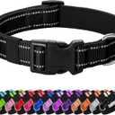 Reflective Dog Collar Padded with Soft Neoprene Breathable Quick Release Basic Dog Collars for Large Dogs Black Boy Girl (L:width 1"neck 17.5-27")