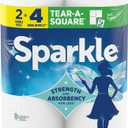 Sparkle Tear-A-Square Paper Towels, 2 Double Rolls (220 Sheets Total) - Strong 2-Ply Towels for Kitchen Cleanup and Everyday Messes