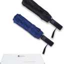 46 Inch Compact Umbrellas for Rain - Travel Small Umbrella - Automatic Folding Umbrella - Windproof Portable Umbrella, Double 10-rib ((2 pack)black+blue)