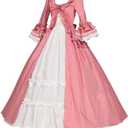 1791's lady Women's Victorian Rococo Dress Inspiration Maiden Costume (Red White, XS)