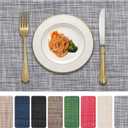 Vinyl Placemats Set of 6, PVC Woven Washable Non-Slip Table Mats, Heat Resistant Wrinkle Free Place Mats for Dining Table, Easy to Clean (6, Light Grey)