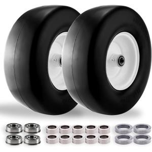 13x5.00-6 Flat Free Tire and Wheel for Zero Turn Lawn Mower,Commercial Grade Lawn - 13x5.00-6 Smooth Solid Front Tire Assembly with 3/4" & Extra 5/8" Bushings,3.25" Centered Hub - 2 pcs
