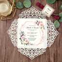 6.3 X 6.3 Inch 50PCS Blank Rose Gold Glitter Laser Cut Wedding Invitations With Envelopes Hollow Rose Pocket With Burgundy Ribbon Belly Band Wedding Invitation Cards For Wedding Invite