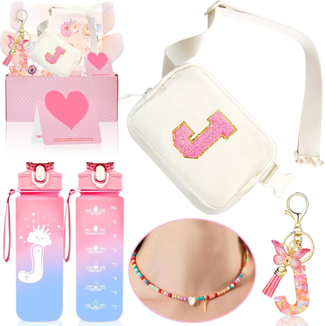 Personalized Fanny Pack for Girls, Gift Sets for Teen Girls, Birthday Gifts for 4 5 6 7 8 9 10 11 12 13 Year Old Girl, Initial Crossbody Bag Belt Bag for Girl Kids (J)