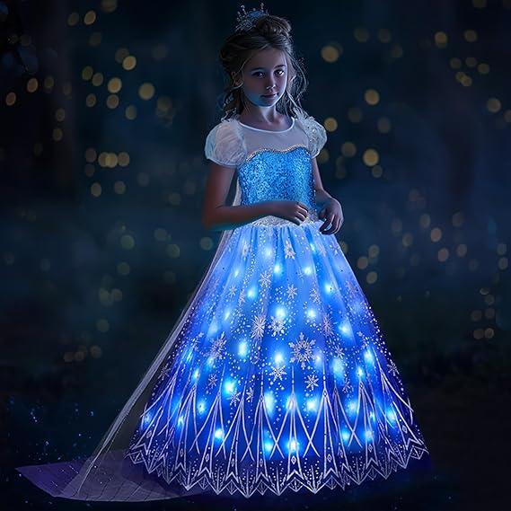 Princess Dresses for Girls Halloween Light Up Princess Costume for Christmas Toddler Princess Dress Up Clothes, 3-4 Years 