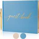 Wedding Guest Book,10 * 8in Guest Book for Wedding Receptions, Baby Shower, Funeral, Birthdays, and Celebration Events, 100Pages Polaroid Decorations 2 Stickers and a Pen(Blue)
