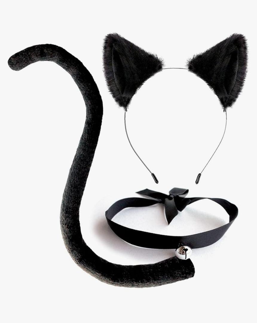 Cat Ears and Tail Costume Accessories Anime Ear Clips Headband Black Tail Long/Choker for Cosplay Cat Costume Set Animal Ears Hair Clip for Women, Halloween