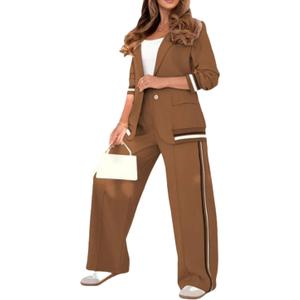 Womens Suits 2 Piece Set Business Casual Oversized Jacket Wide Leg Work Pants Dressy Suit Sets Tracksuit Fall Outfits 3XL