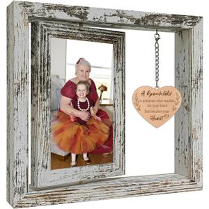 A Grandchild is Someone Who Reaches for Your Hand but Touches Your Heart Wood Picture Frame New Grandma Grandparents Day Gifts (Dis Two 6x4 Inch)
