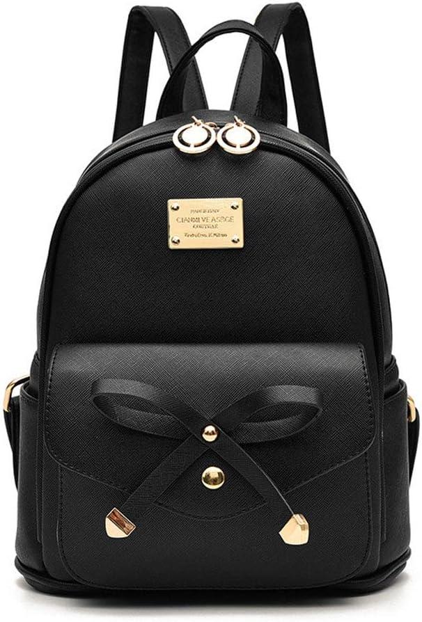 I IHAYNER Girls Bowknot Cute Leather Backpack Mini Backpack Purse for Women (Black)