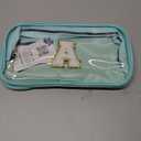 YOOLIFE Initial Clear Makeup Pouch, Clear Makeup Bag Cosmetic Travel Beach Toiletry Bag Travel Essentials Gifts for Women Teen Girlfriend Teacher Mom Valentines Gift for Women Teen Blue A