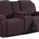 TAOCOCO Loveseat Recliner Cover with Middle Console, Stretch Loveseat Cover for 2 Seat Recliner Couch, Jacquard Reclining Sofa Covers Loveseat Slipcover Furniture Protector, Chocolate