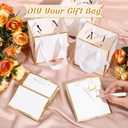 Yeaqee 50 Pcs Mini Metallic Paper Gift Bags with Handles 4x2.75x4.5'' Tiny Small Gift Bags with Thank You Tag for Wedding Graduation Birthday Party Return Gifts Jewelry Business (White,Gold)