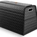 Aiuwo Foldable Leather Trunk Organizer for Car, SUV, Truck, MPV, Multi-Compartment Storage Box for Shopping, Camping, Picnic, Home, Garage box (Black, Standard)