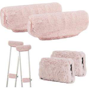 Crutches Padding Universal Crutch Pads for Armpits and Hand Grips Cushion for Crutches Underarm Crutch Covers Sets (Pink)