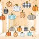 2 x Whaline 36Pcs Pumpkin Hanging Swirls Decoration Kit 9 Designs Fall Hanging Streamers with Pumpkin Cutout Cardboard Ornament Ceiling Spirals for Autumn Thanksgiving Home Party Decor