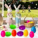 36 Pack 4 Inch Large Easter Eggs Big Colorful Easter Eggs for Refillable Basket Fillers Flat Bottom Plastic Easter Eggs Empty Surprise Eggs for Easter Hunt Party Favor