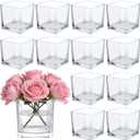 12 Pack 3 x 3 x 3 Inch Square Glass Vases, Clear Square Vases for Centerpieces, Glass Cube Flower Vases Short Vases for Candle Holder Events Wedding Party Home Decoration