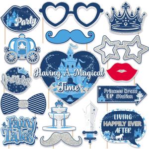 Prince and Princess Party Decorations Photo Booth Props, Royal Prince or Princess Gender Reveal Party Decorations Photo Props, Prince Princess Party Decor for Birthday Baby Shower Party Supplies
