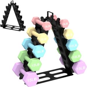 Dumbbell Rack(Dumbbells not included),A-Frame Metal Dumbbell Holder with Handle,Multilevel Weight Storage Organizer for Dumbbells,Tree Shape Compact Weight Rack/Holder,Perfect for Women Home Gym (5 tier)