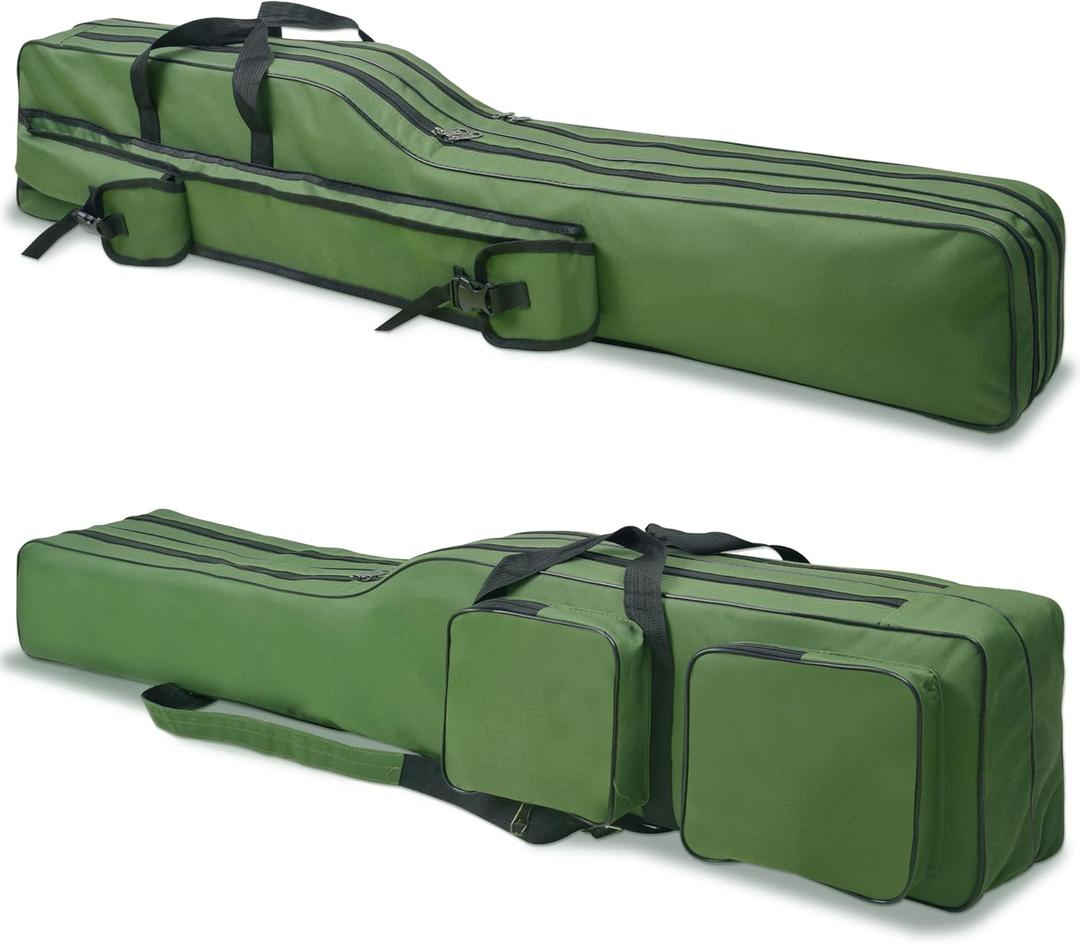 SILANON Fishing Rod Case, Portable Fishing Pole Bag 4.27ft Waterproof Rod Reel Carrier Organizer Large Capacity Tackle Storage Bag Travel Carry Case Gift for Men