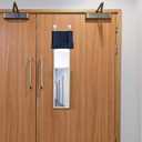 NICETOWN French Blackout Door Window Curtains, Privacy Front Door Curtains for Classroom, Thermal Insulated Tie Up Shades Window Covering Shade for Office, 8" Wide x 36" Long, 1 Panel, Navy