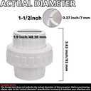 1-1/2" PVC Union Coupling Pipe Fitting (actual diameter 1.9") PVC Adapter Schedule 40(Socket x Socket), EPDM O-Ring, White 2 Pack