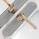 Stone Faucet Mat for Kitchen Sink  Diatomite Fast-Drying Stone Tray, Faucet Mat Sink Splash Guard, Decorative Sink Protector for Kitchen Bathroom Counter [Gray, 17.7''x3.9'']