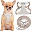 Puppytie No Pull Small Dog Harness with Multifunction Dog Leash,Lightweight Soft Adjustable No Choke Escape Proof Pet Harness Vest Pet Harness Vest,Glossy Pearl White, S (S(9-17.5lb)