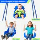 FUNLIO Toddler Swing with Foldable Metal Stand for Toddlers Aged 1~10 Years, 3-in-1 Baby Swing Set with 4 Sandbags for Backyard/Indoor/Outdoor Play, Easy to Assemble & Store - Bluegreen