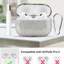 Aitipy Compatible with Airpods Pro 2 Case, Cute White Floral Aesthetic Design with Carabiner, Soft TPU Skin Anti-Scratch Shockproof Protective Cover for Women Girls