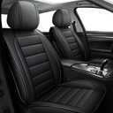 CAPITAUTO Universal Car Seat Covers Full Set - Waterproof Faux Leather, Airbag-Safe Design, Fit for Cars/SUVs/Trucks, 5-Seat Black Interior Accessories