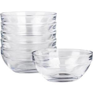 4.4 oz Clear Glass Bowl, Mini Prep Dish for Salt and Spices, Microwave and Dishwasher Safe, Stackable, Set of 6