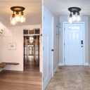 Semi Flush Mount Ceiling Light with Seeded Glass Shades for Kitchen Hallway and Dining Room, 3-Lights Rustic Ceiling Light Fixtures in Oil Rubbed Bronze.
