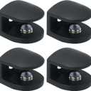 Alise Glass Shelf Bracket,4 Pcs Clamp Brackets Wall Clamps for 6-10mm Thick Shelves,SUS304 Stainless Steel Clip Brackets Holder Support for Walls,Wine Cabinet Board,Glass Display Case,Black