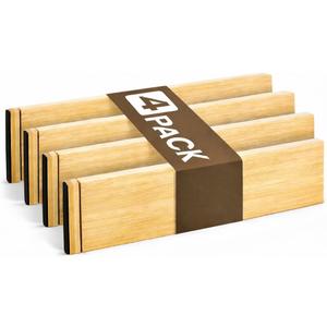 Bamboo Adjustable Drawer Divider, Expandable Drawer Organizer Insert, Non Slip Kitchen Utensil Closet Storage Separator (Natural)