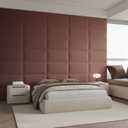 9-Piece Light Brown Upholstered Headboard Queen Size, Tufted Linen Headboard Wall Mounted, Warm Fabric for Inviting Bedroom