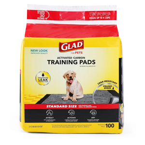 Glad for Pets Black Charcoal Puppy Pads - Super Absorbent Disposable Dog Pee Pads, Potty Training Pads, and Pet Supplies - Dog Pee Pads for Crate Training and Indoor Use 23" x 23" - 100 Count