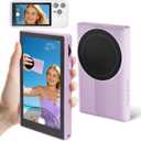 Vlog Selfie Monitor Screen, Back Camera Selfie Monitor, Audio Sync, Remote Zoom Shooting, Shooting Mode Switch, Magnetic Selfie Screen for Content Creator Essentials, Compatible with Iphone and Android (Purple)