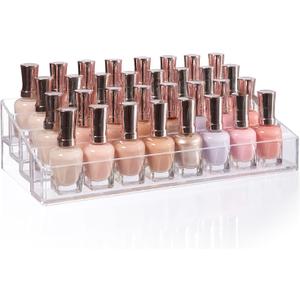 STORi Multi-Level Nail Polish Bottle Holder | Clear Plastic Organizer Rack for up to 40 Nail Polish Bottles, Rectangular 4 Tiered Vanity Display Stand for Makeup and Eyeshadow Palettes | Made in USA