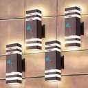 FAISHILAN 4 Pack Dusk to Dawn Exterior Wall Light Fixture, 2-Layer 14W 1200LM Warm White 3000K IP65 Waterproof Aluminum Morden Outdoor Lights for House Porch Hallway Patio Garage