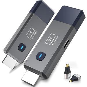 Wireless HDMI Transmitter and Receiver 328ft/100m Extender 4K Decode Input 1080P Output Plug&Play Low-Latency Dual-Band 2.4G/5.8G for Video and Audio to Monitor from PC/Projector/TV Box (navy blue)