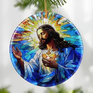 3 x Jesus Christ Ornament: Christmas Ornaments, Religious Christmas Decorations for Tree, Catholic Ornament & Christian Holiday Decor | Religious Gifts, Christian Gifts - Design B