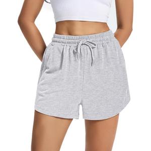 Auriviz Women's Sweat Shorts Comfy Lounge Running Shorts Gym Summer Casual High Waisted Athletic Shorts with Pockets 2Pcs Black Gray L