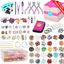 MODDA Natural Stone Jewelry Making Kit for Adults, Women. Includes Video Course, Crystal, Lava, Beads, Necklace, Bracelet, Earrings, Ring Supplies for Adults