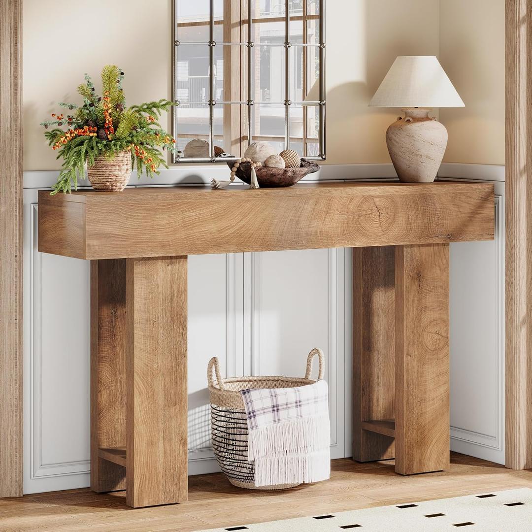 Cealform Console Tables for Entryway, 47.2 Inches Long Sofa Table Behind Couch, Farmhouse Wooden Style Entry Way Table for Living Room, Hallway, Entrance, Foyer (Light Brown)