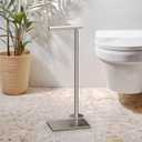 Gatco 1443SN Modern Square Base Toilet Paper Holder Stand with Storage, Satin Nickel, 21.13"H